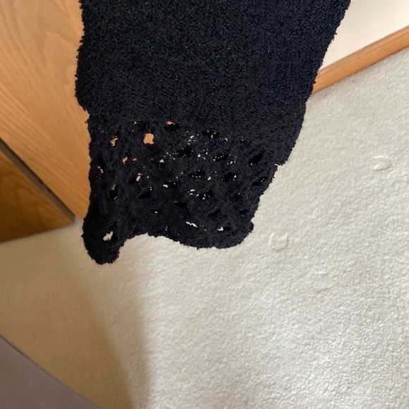 🖤 Jaskar Thin Knit Mesh Trim Cardigan Black Large - Picture 6 of 10